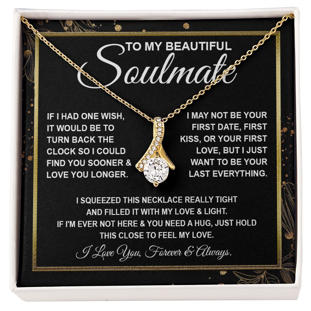 To My Beautiful Soulmate Necklace, Soulmate Jewelry For Women, Wife Necklace From Husband, Soulmate Gifts For Her, To My Future Soulmate Necklace Message Card and Necklace Gifts Box Gift Box Styles on Birthday, Wedding, Anniversary, Valentine Allruing Nec
