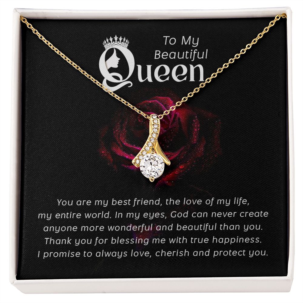 Couples Gifts, Beautiful Queen Necklace Gifts From Husband, Wedding Anniversary Jewelry For Wife From Husband, Wife Birthday From Husband, To My Soulmate Message Card and Gift Box styles On Birthday, Christmas, Anniversary  Allruing Necklace