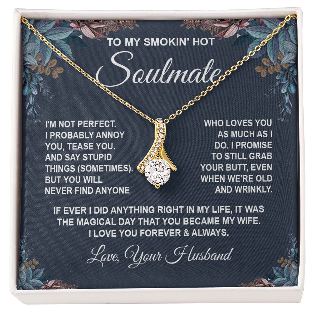 Soulmate Necklace Gifts from Husband, Anniversary Gifts for Wife from Husband, Wife Valentine Gifts from Husband, To My Wife Necklace Message Card and Necklace Gifts Box Gift Box Styles on Birthday, Wedding, Anniversary, Valentine Allruing Necklace