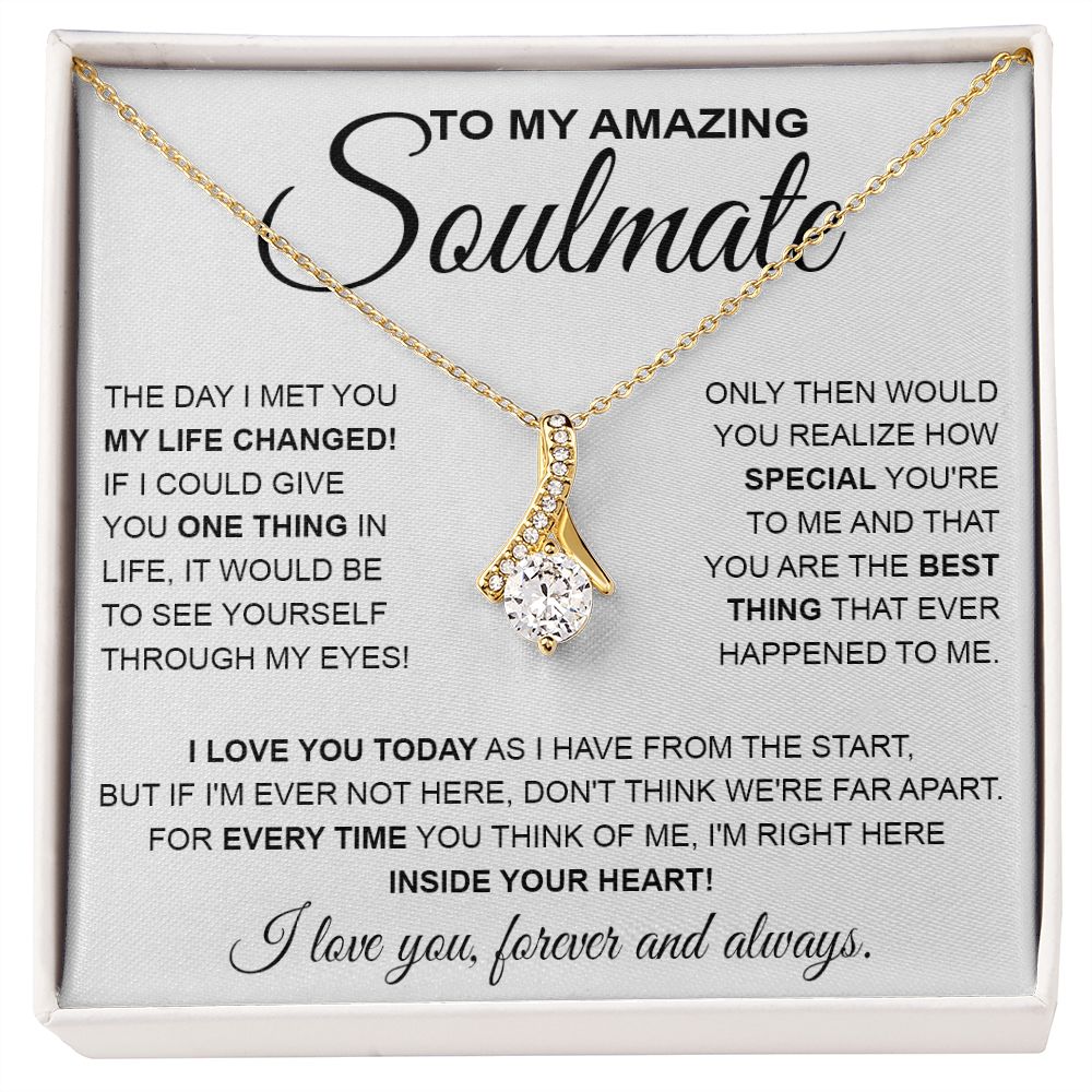 to My Soulmate Necklace, Soulmate Jewelry for Women, Wife Gifts from Husband , Valentine Necklace for Wife Soulmate Gifts Future Wife Necklace Message Card and Gift Box Styles on Birthday, Wedding, Anniversary, Valentine Allruing Necklace