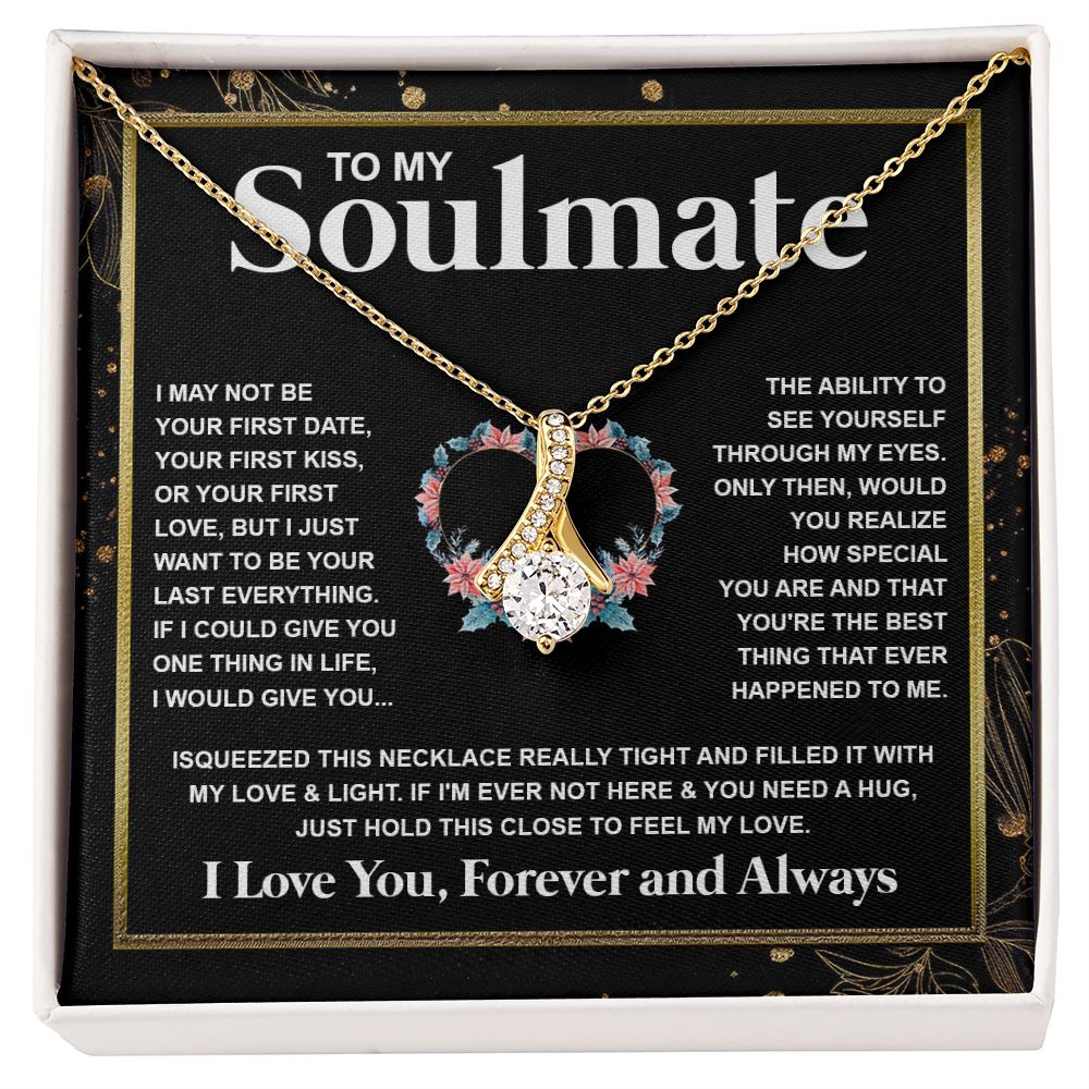 Couples Gifts Necklace To My Soulmate Necklace Anniversary Wedding Jewelry Romantic Gifts For My Wife Pendant Jewelry with Message Card and Box Necklaces for Women Valentines Day Happy Anniversary Wedding Present Allruing Necklace