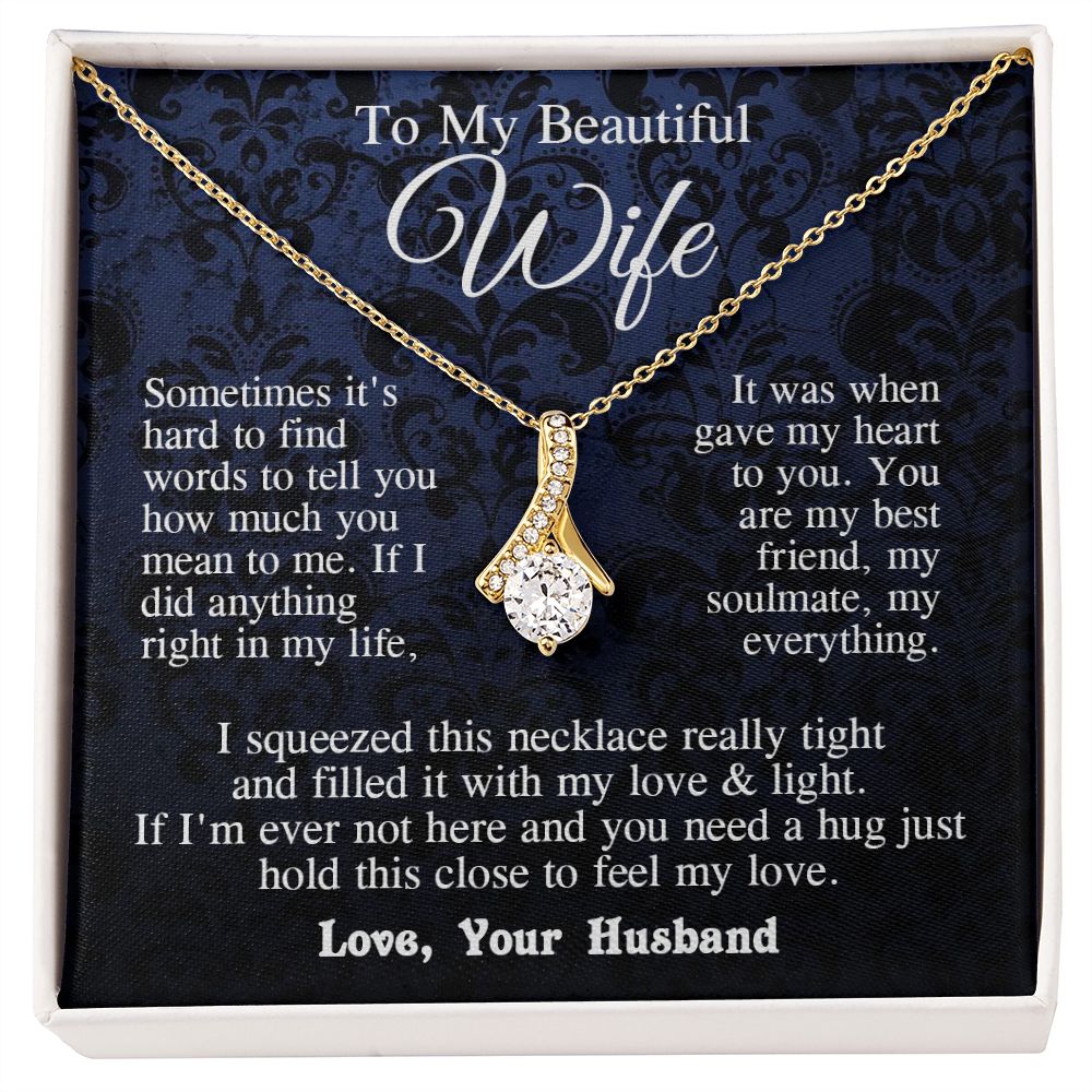 Wife Necklace from Husband, Anniversary Romantic Gift for Wife from Husband to My Wife Necklaces for Wife Birthday Gifts, Wife Jewelry Necklace Message Card and Necklace Gift Box Gift Box Styles on Birthday, Wedding, Anniversary, Valentine Allruing Neckla