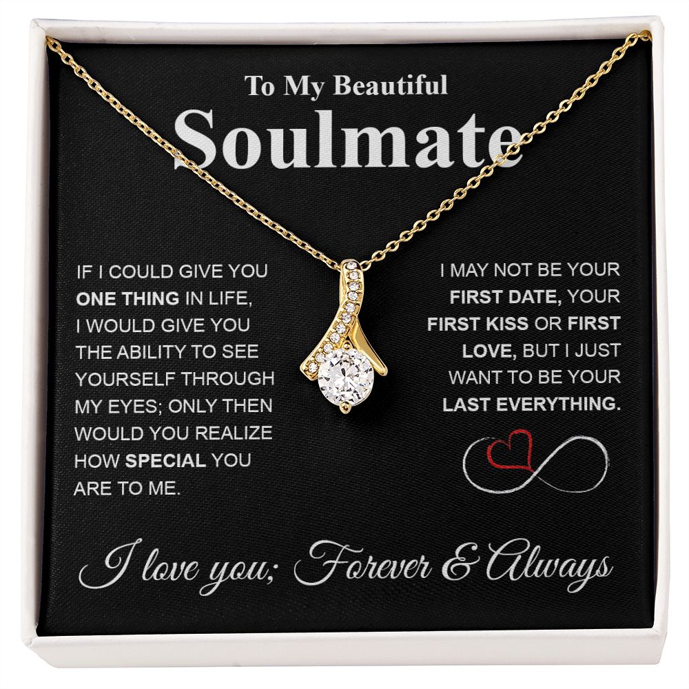 To My Beautiful Soulmate Necklace My Last Everything, Promise Necklace For Her, Fiance Gifts For Her, Valentine Gifts For Future Wife With Message Card Box LED, Soulmate Necklace For Women, To My Wife Necklace Allruing Necklace