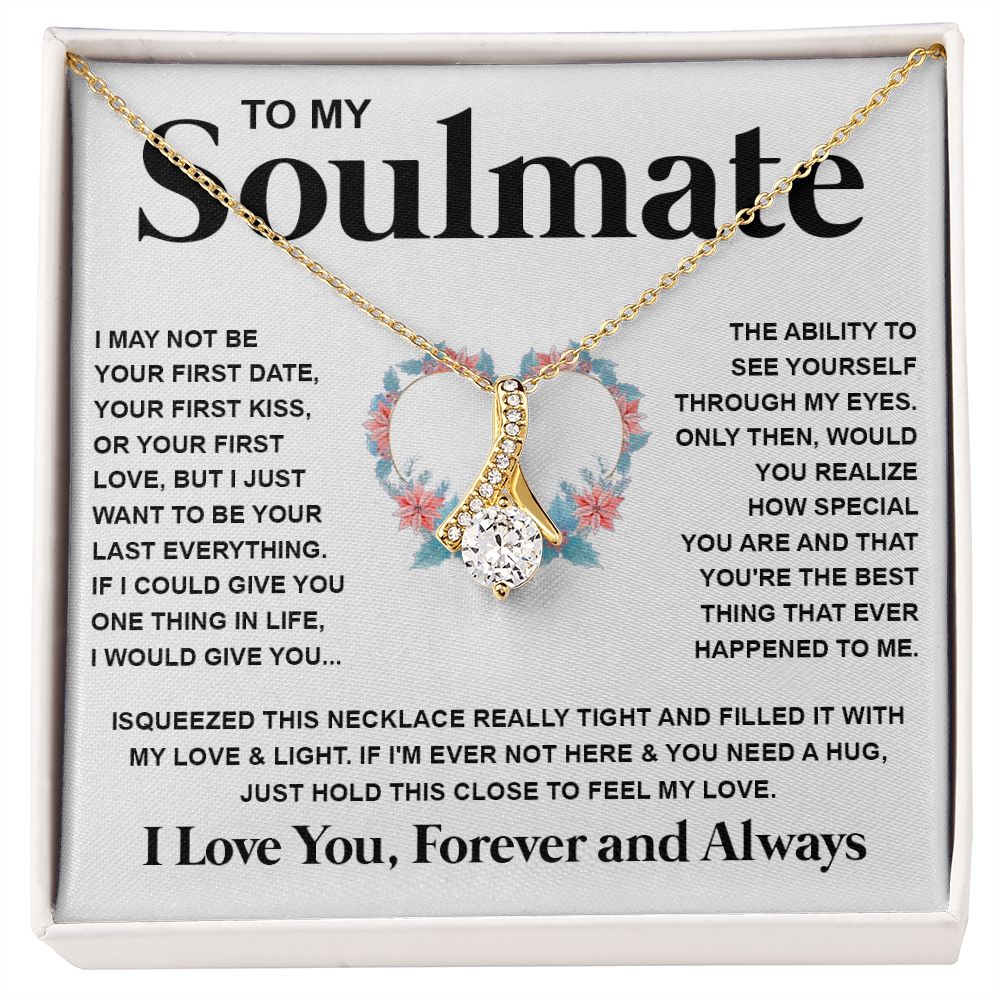 Couples Gifts Necklace To My Soulmate Necklace Valentine Christmas Jewelry Romantic Gifts For My Wife Pendant Jewelry with Message Card and Box Necklaces for Women Valentines Day Happy Anniversary Wedding Present Allruing Necklace