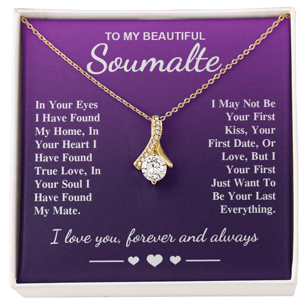To My Beautiful Soulmate Necklace Gift, Soulmate for Wife Birthday Gifts from Husband, Valentine for Women, Soulmate Gifts, Message Card and Necklace Gifts Box Gift Box Styles on Birthday, Wedding, Anniversary, Valentine Allruing Necklace