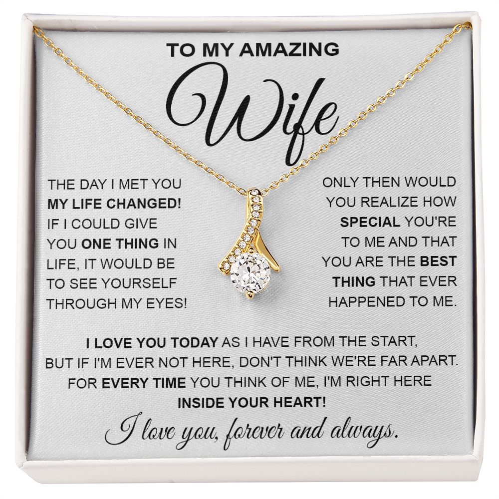 to My Wife Necklace, Soulmate Jewelry for Women, Wife Gifts from Husband , Valentine Necklace for Wife Soulmate Gifts Future Wife Necklace Message Card and Gift Box Styles on Birthday, Wedding, Anniversary, Valentine Allruing Necklace