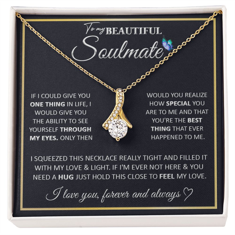 Couples Gifts, To My Beautiful Soulmate Necklace Gifts From Husband, Wedding Anniversary For Wife From Husband, To My  Wife Necklace, Necklace Custom Name Message Card and Gift Box Styles on Birthday, Christmas, Wedding, Anniversary Allruing Necklace