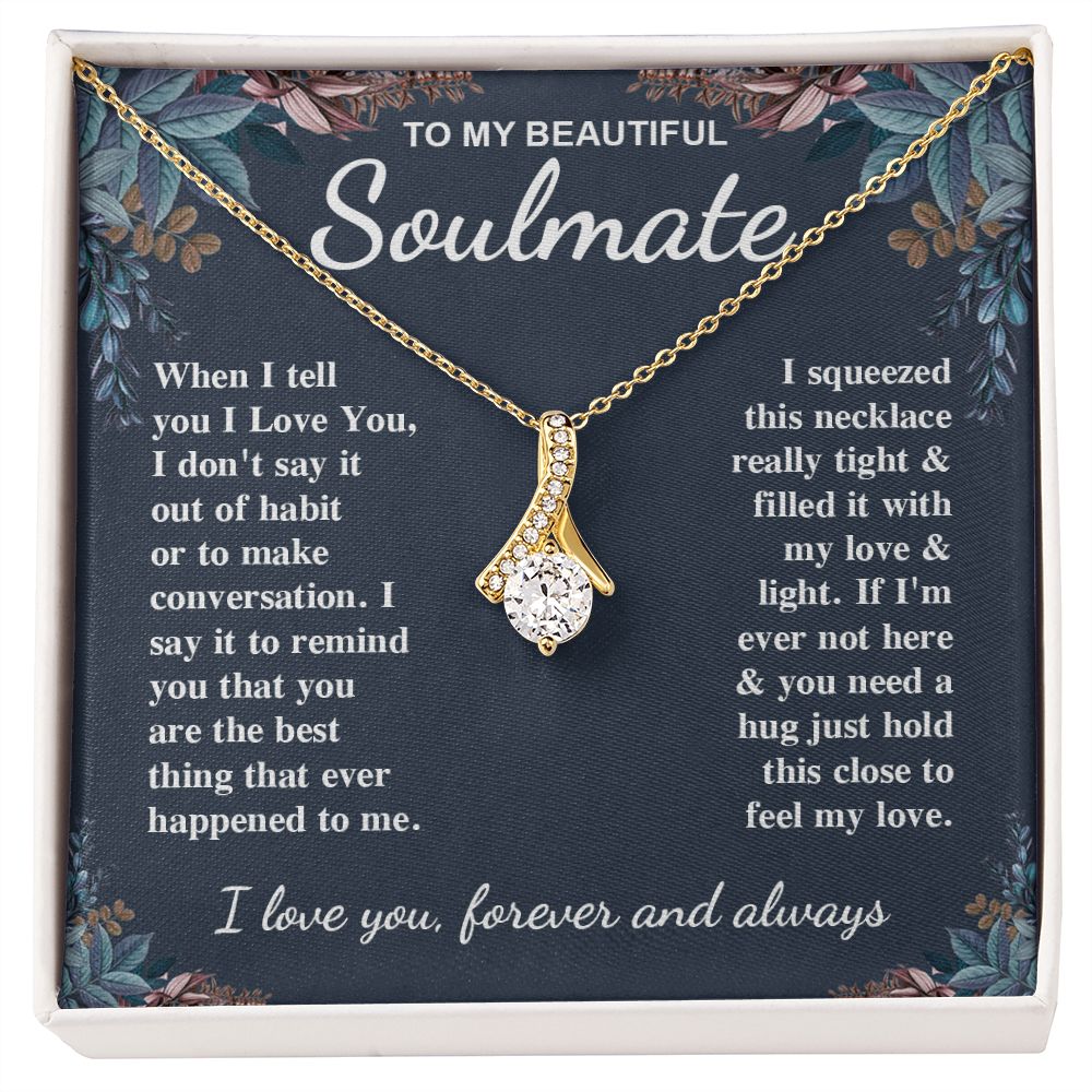 To My Beautiful Soulmate Necklace Gift for Her, Soulmate for Wife Valentine Gifts from Husband, Birthday for Women, Soulmate Gifts, Message Card and Necklace Gifts Box Gift Box Styles on Birthday, Wedding, Anniversary, Valentine Allruing Necklace