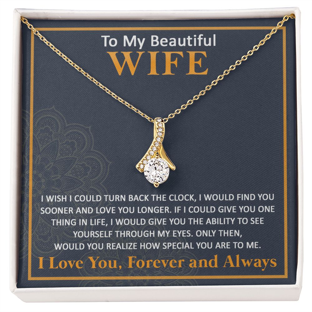 Couples Gifts, To My Beautiful Wife Necklace From Husband, Wedding Anniversary For Wife From Husband, Wife Wedding From Husband, To My Wife, Necklace Custom Name Message Card and Gift Box Styles on Birthday, Christmas, Wedding, Anniversary Allruing Neckla