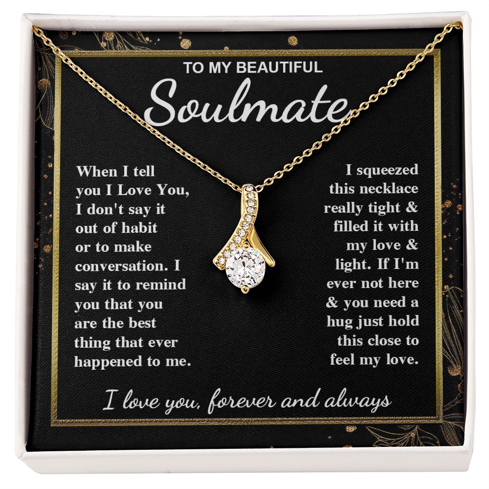 To My Beautiful Soulmate Necklace Gift for Her, Soulmate for Wife Valentine Gifts from Husband, Wedding for Women, Soulmate Gifts, Message Card and Necklace Gifts Box Gift Box Styles on Birthday, Wedding, Anniversary, Valentine Allruing Necklace