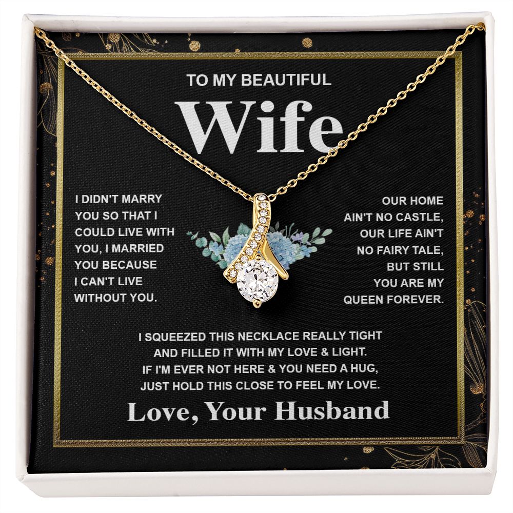 Wife Necklace Gift From Husband To My Badass Wife Valentines Days Anniversary Jewelry with Message Card and Gift Box. Gift for Wife. Necklace Gift Set for Wife Message Card and Necklace Allruing Necklace