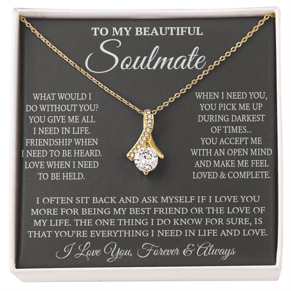 Couples Gifts Necklace To My Soulmate Necklace, Necklace Gifts For Wife From Husband Jewelry Romantic Gifts For My Wife Necklace Message Card and Gift Box Styles on Birthday, Christmas, Wedding, Anniversary, Valentine Allruing Necklace