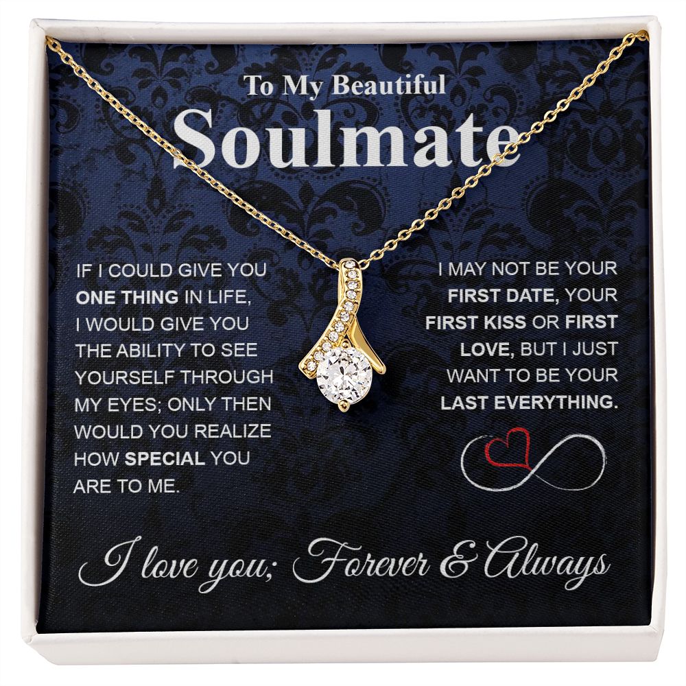 To My Beautiful Soulmate Necklace My Last Everything, Promise Necklace For Her, Fiance Gifts For Her, Wedding Gifts For Future Wife With Message Card Box LED, Soulmate Necklace For Women, To My Wife Necklace Allruing Necklace
