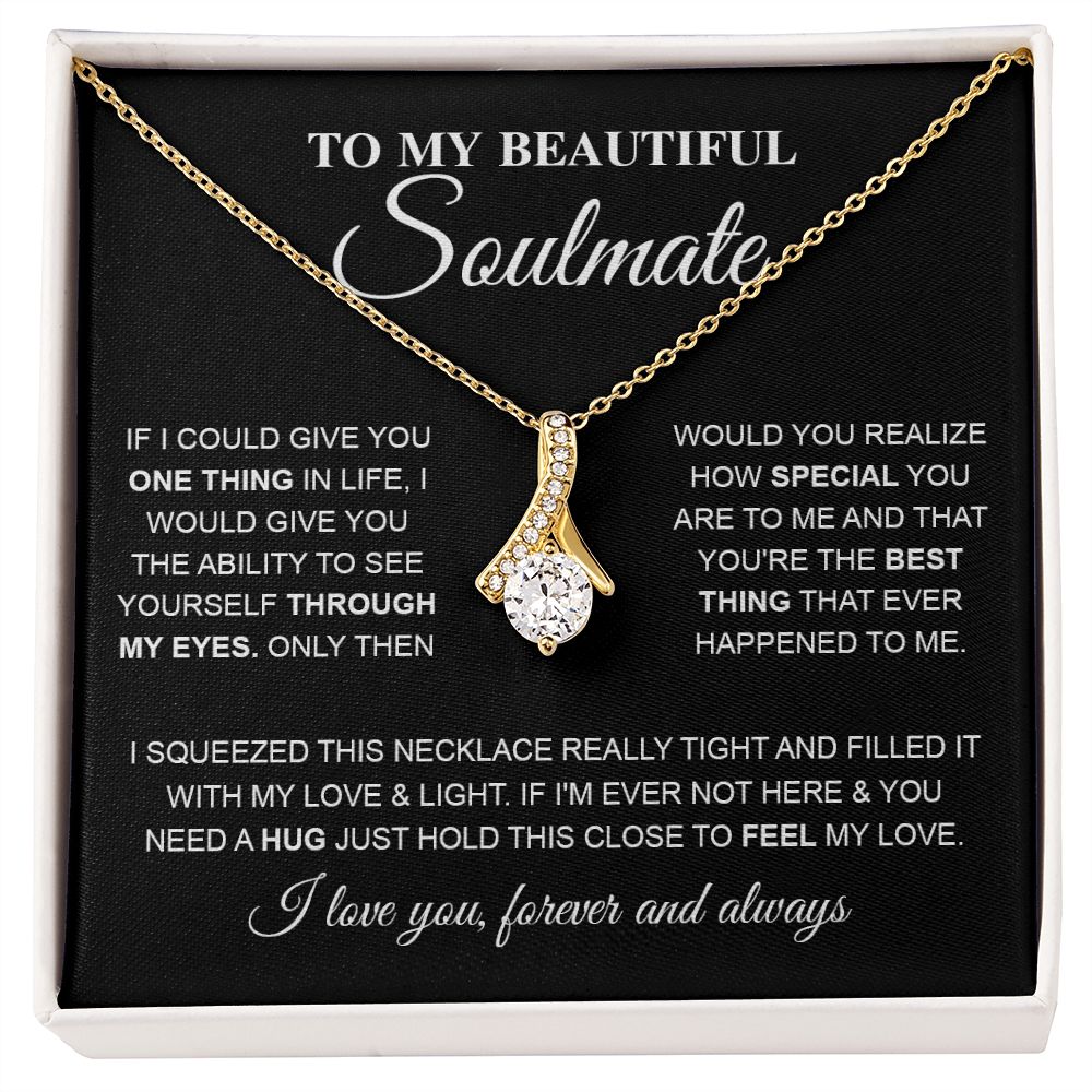 To My Beautiful Soulmate, Love Necklace for Girlfriend, Wife Gift, Soulmate Jewelry, Soulmate Necklace, Future Wife Gift, Necklace for Wife from Husband Necklace Message Card and Gift Box Styles on Birthday, Christmas, Wedding, Anniversary Allruing Neckla