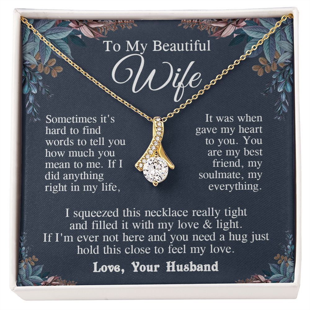 Wife Necklace from Husband, Valentine Romantic Gift for Wife from Husband to My Wife Necklaces for Wife Birthday Gifts, Wife Jewelry Necklace Message Card and Necklace Gift Box Gift Box Styles on Birthday, Wedding, Anniversary, Valentine Allruing Necklace