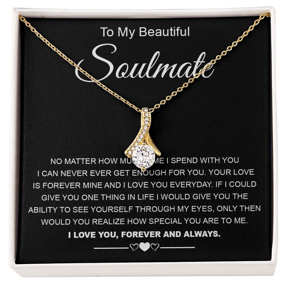 To My Beautiful Soulmate Necklace Birthday Gifts for Wife Gifts from Husband, Wife Valentine Gifts, Gifts for Wife, Message Card and Necklace Gift Box Gift Box Styles on Birthday, Wedding, Anniversary, Valentine Allruing Necklace
