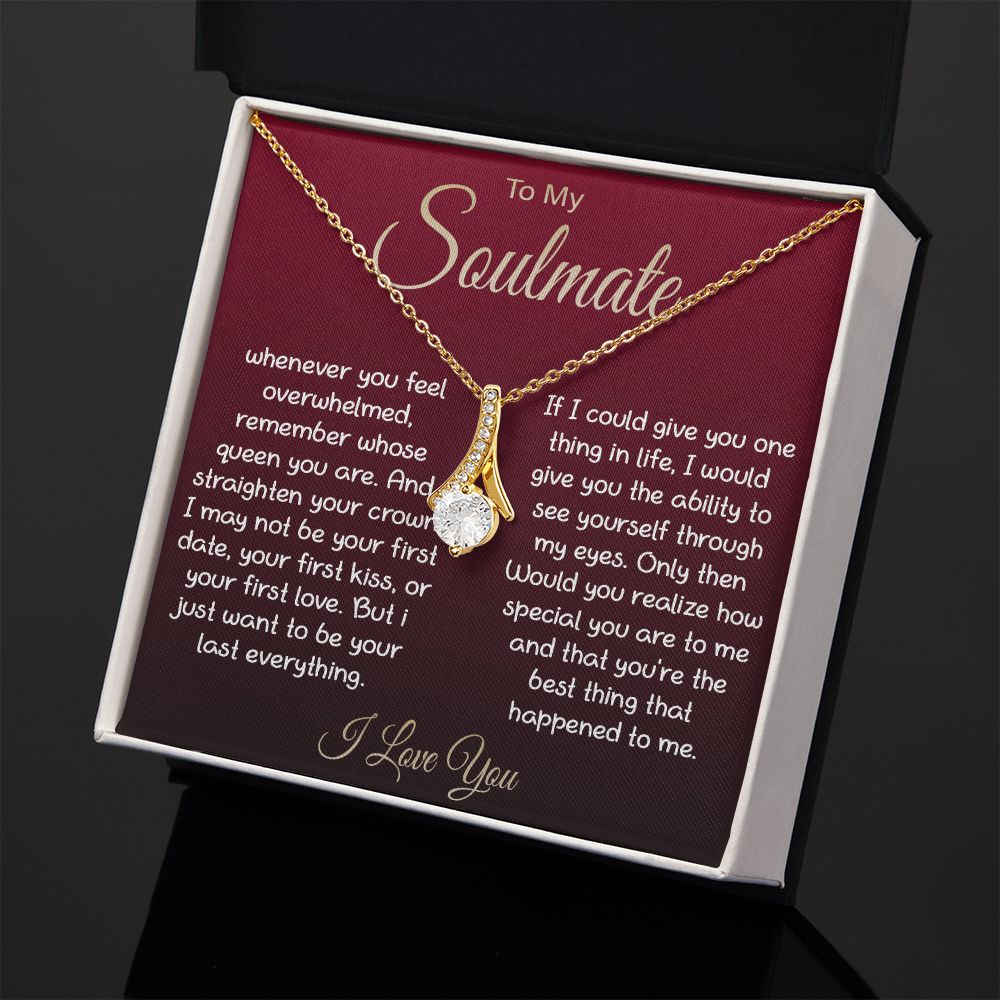To My Soulmate Necklace For Women, Couple Gifts For Girlfriend, Valentine Christmas Presents For Girlfriend, Valentine Necklace Gifts For Wife, Women Romantic Jewelry For Her Vanlentine Day's Message Card and Gift Box Styles ALLURING