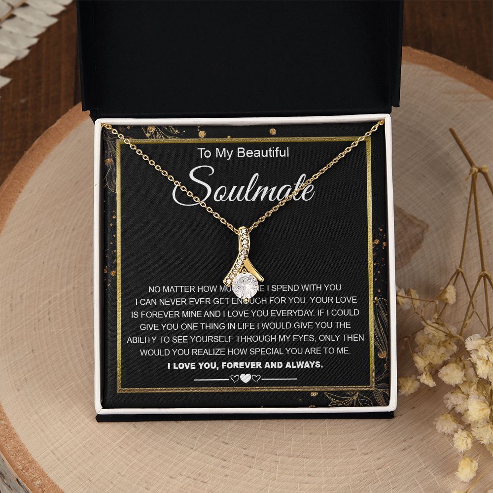 To My Beautiful Soulmate Necklace Gifts for Wife from Husband, Wife Valentine Gifts, Gift for Wife, Message Card and Necklace Gift Box Gift Box Styles on Birthday, Wedding, Anniversary, Valentine Allruing Necklace