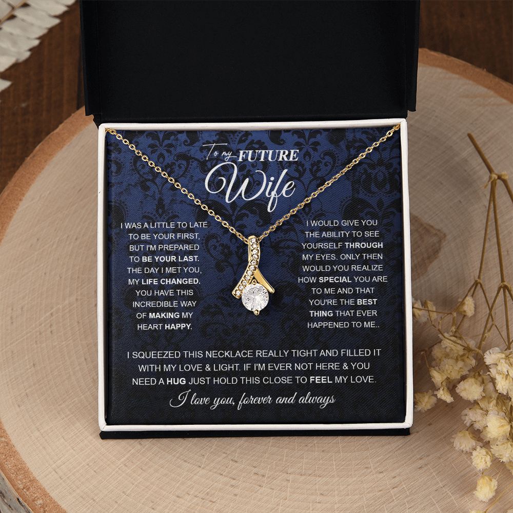 to My Future Wife Necklace Future Wife Gifts, Promise Necklace For Her, Fiance Gifts For Her, Wedding Anniversary Gifts For Future Wife With Message Card Box LED, Soulmate Necklace For Women, To My Wife Necklace Allruing Necklace