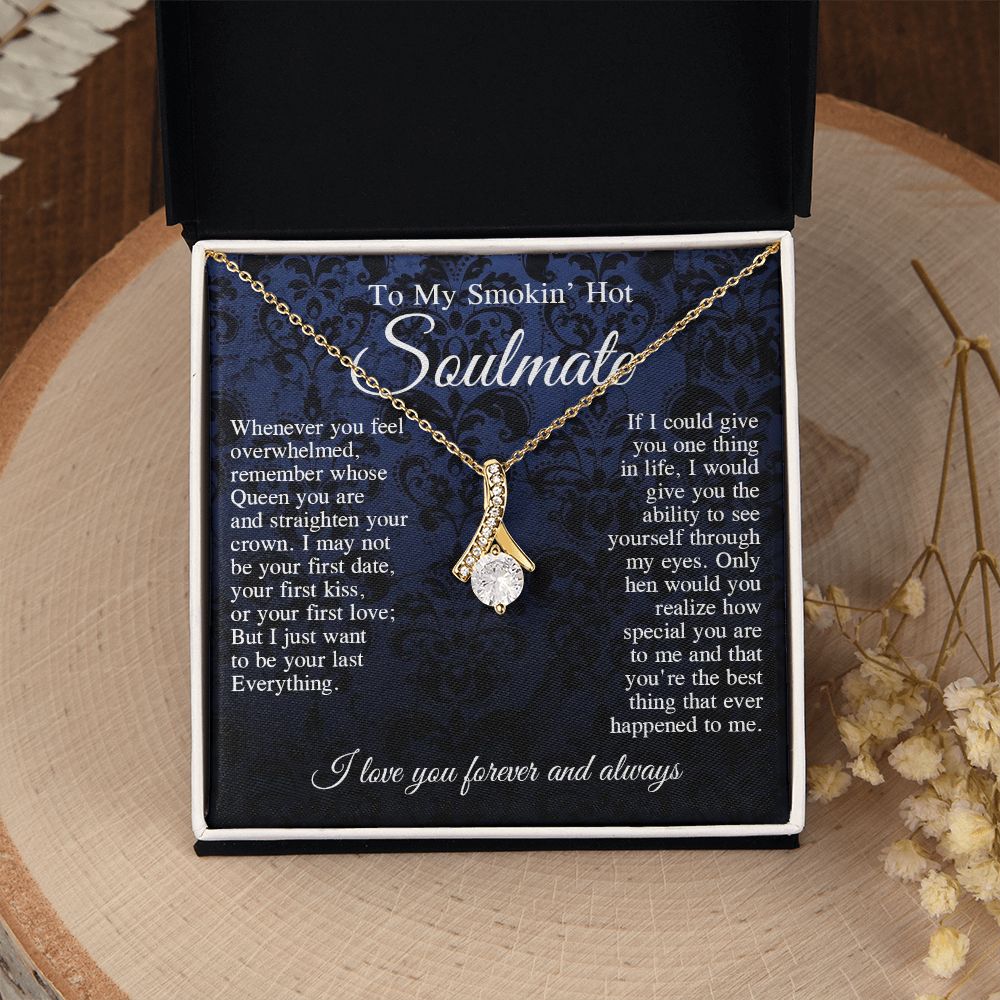 To My Smokin Hot Soulmate Necklace, Valentine Anniversary Jewelry Gift for Women, Anniversary Gifts For Wife From Husband To My Wife Necklace Message Card and Necklace Gift Box Gift Box Styles on Birthday, Wedding, Anniversary, Valentine Allruing Necklace