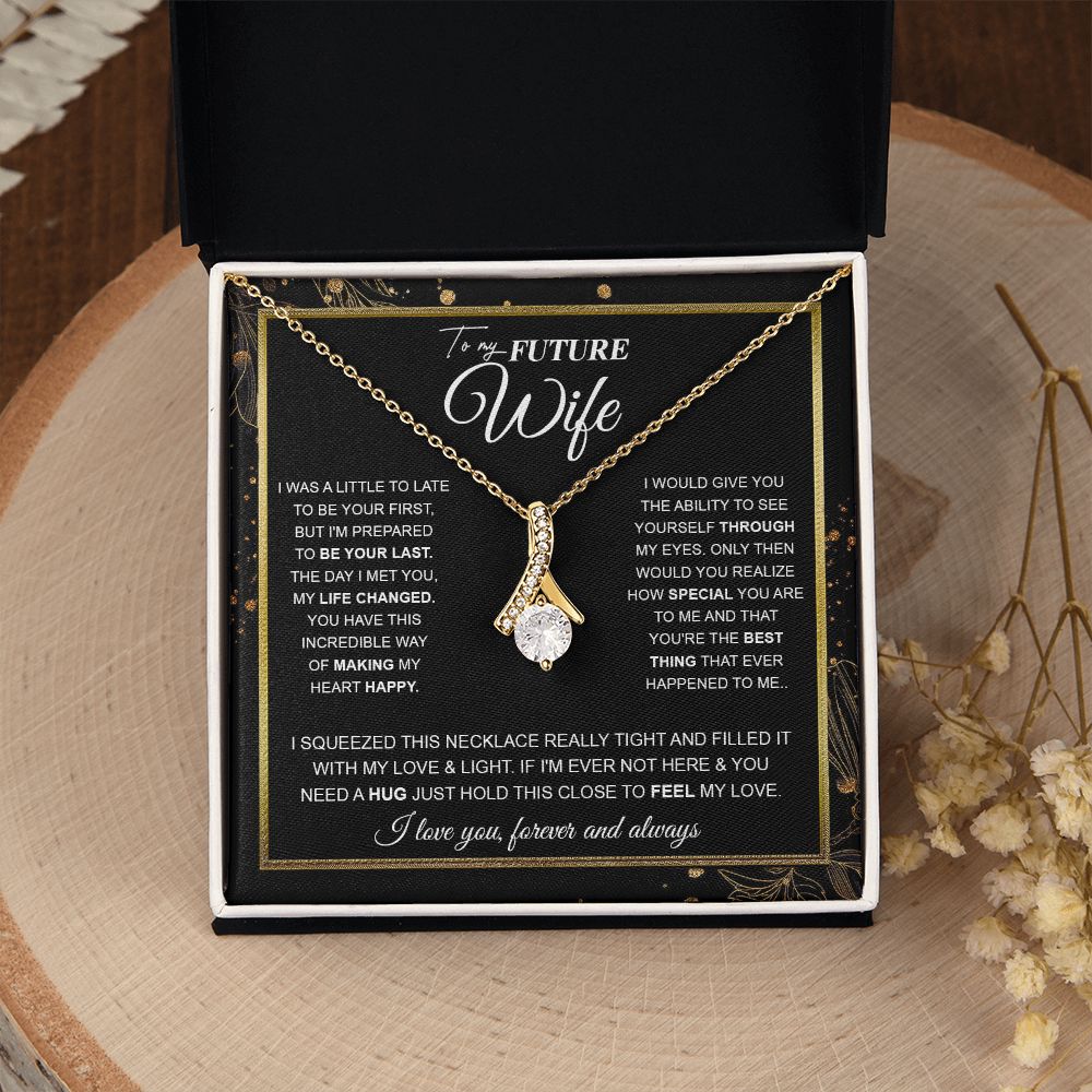 to My Future Wife Necklace Future Wife Gifts, Promise Necklace For Her, Fiance Gifts For Her, Valentine Birthday Gifts For Future Wife With Message Card Box LED, Soulmate Necklace For Women, To My Wife Necklace Allruing Necklace