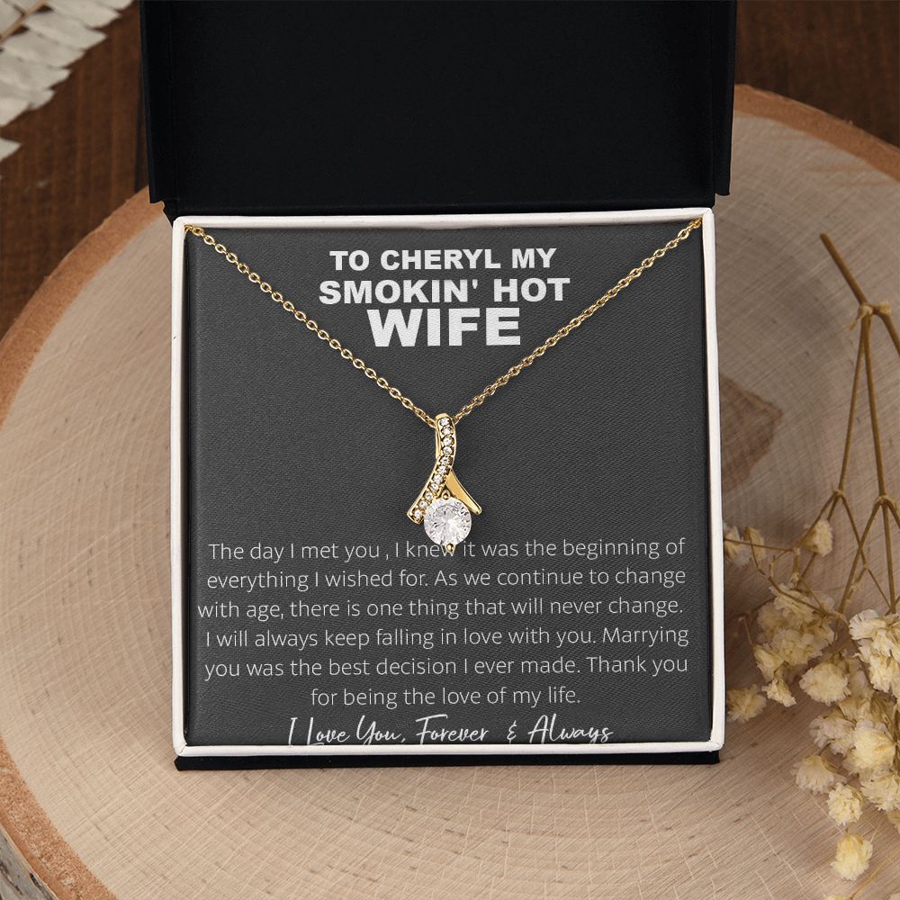 Couples Gifts, To My Smokin's Hot Wife Necklace, Bonus Necklace Gift For Her, Birthday Gift Necklaces Customer Name Message Card and Gift Box styles On Birthday, Christmas, Anniversary Allruing Necklace