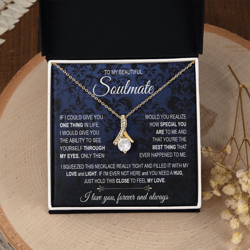 To My Soulmate Necklace for Women, Necklaces For Wife from Husband, Soulmate Necklace to My Future Wife, Necklace For Girlfriend with Message Card and Necklace Gift Box Gift Box Styles on Birthday, Christmas, Wedding, Anniversary Allruing Necklace