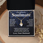 Soulmate Necklace Gift From Husband To My Badass Wife Valentines Day Anniversary Jewelry with Message Card and Gift Box. Gift for Wife. Necklace Gift Set for Wife Message Card and Necklace Gifts Box Gift Box Styles Allruing Necklace