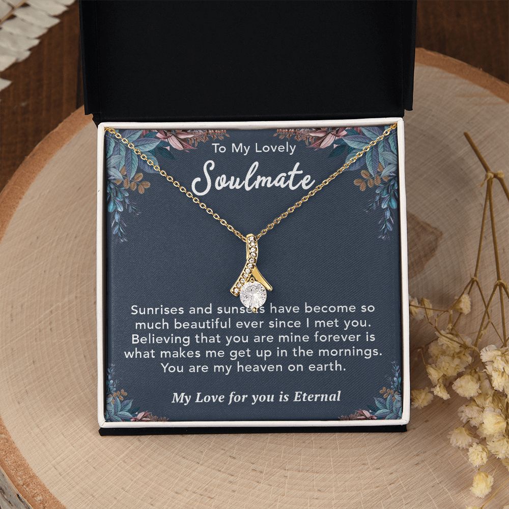 To My Lovely Soulmate Necklace Gift From Husband To My Badass Wife Pendant Birthday Jewelry with Message Card and Gift Box. Gift for Wife. Necklace Gift Set for Wife Necklace Gifts Box Gift Box Styles Allruing Necklace