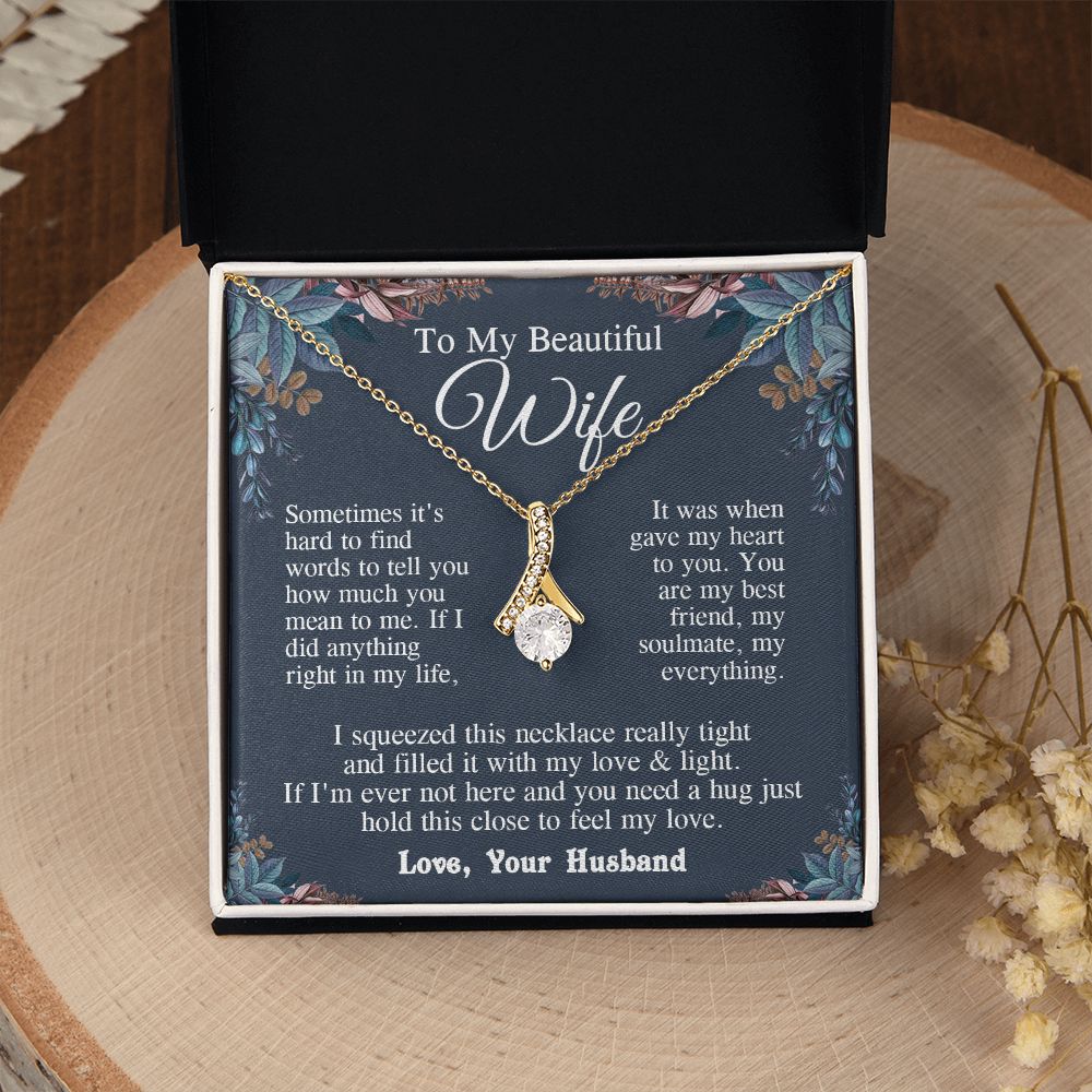 Wife Necklace from Husband, Valentine Romantic Gift for Wife from Husband to My Wife Necklaces for Wife Birthday Gifts, Wife Jewelry Necklace Message Card and Necklace Gift Box Gift Box Styles on Birthday, Wedding, Anniversary, Valentine Allruing Necklace