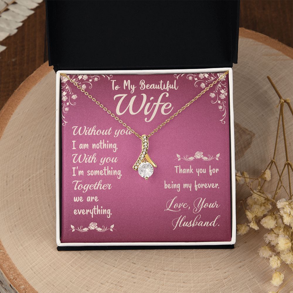Couples Gifts,To My Wife Girlfriend Necklace Gifts From Husband, Wedding Anniversary Jewelry For Wife From Husband, Wife Birthday From Husband, To My Beautiful Wife Girlfriend Message Card and Gift Box styles On Birthday, Christmas, Anniversary  Allruing