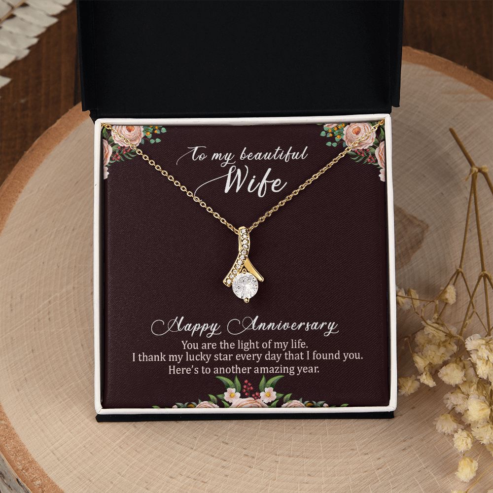 To My Beautiful Wife Necklace, Wife Necklace, Wife Gift, WIfe Gift From Husband, Happy Anniversary, Meaningful Necklace Message Card and Gift Box Styles on Birthday, Christmas, Anniversary  Allruing Necklace