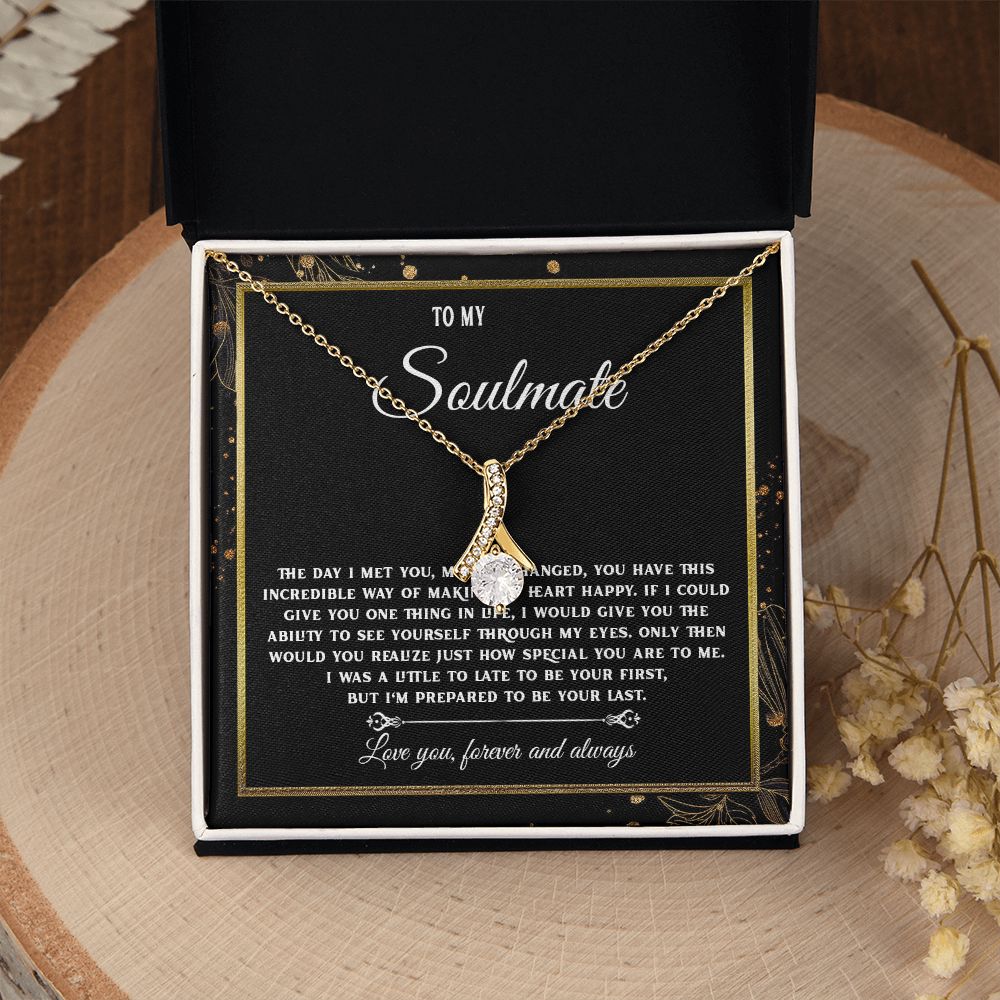To My Soulmate Necklace, Necklaces For Wife from Husband, Soulmate Necklace to My Beautiful Wife, Necklace For Soulmate with Message Card and Necklace Gift Box Gift Box Styles on Birthday, Christmas, Wedding, Anniversary, Valentine Allruing Necklace