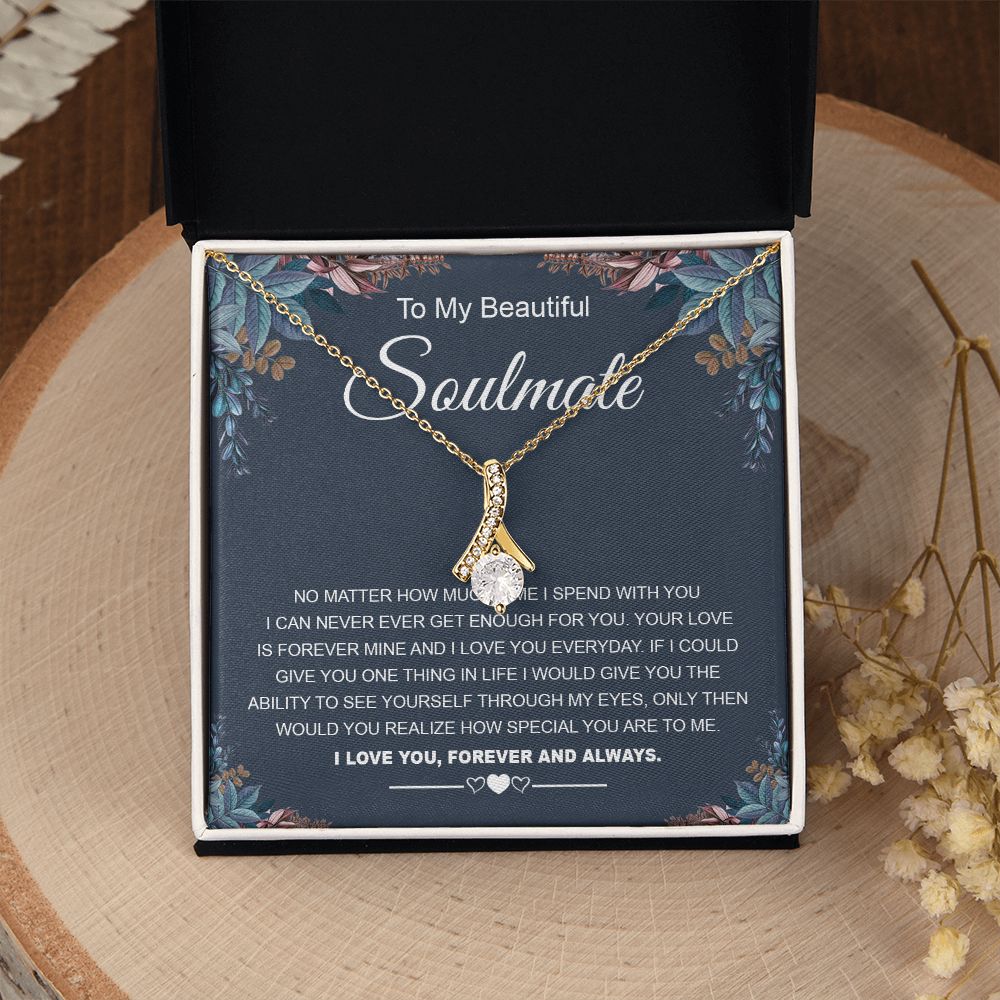 To My Beautiful Soulmate Necklace Gifts for Wife from Husband, Soulmate Valentine Gifts, Gift for Wife, Message Card and Necklace Gift Box Gift Box Styles on Birthday, Wedding, Anniversary, Valentine Allruing Necklace