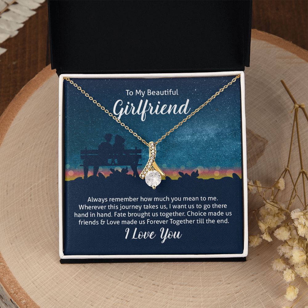 Couples Gifts Necklace To My Beautiful Girlfriend Necklace Gifts For My Wife, I Love You, Love Knot Meaningful Necklace Message Card and Gift Box Styles on Birthday, Christmas, Anniversary Allruing Necklace