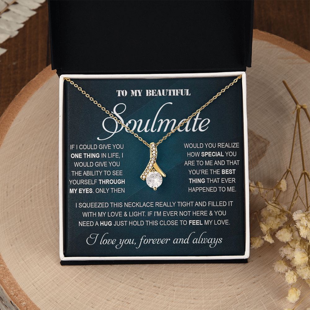 Personalized Valentine Gift For Wife, To My Soulmate Necklace For Women, Soulmate Necklace, To My Wife Necklace From Husband, Necklace Custom Name Message Card and Gift Box Styles on Birthday, Christmas, Wedding, Anniversary Allruing Necklace