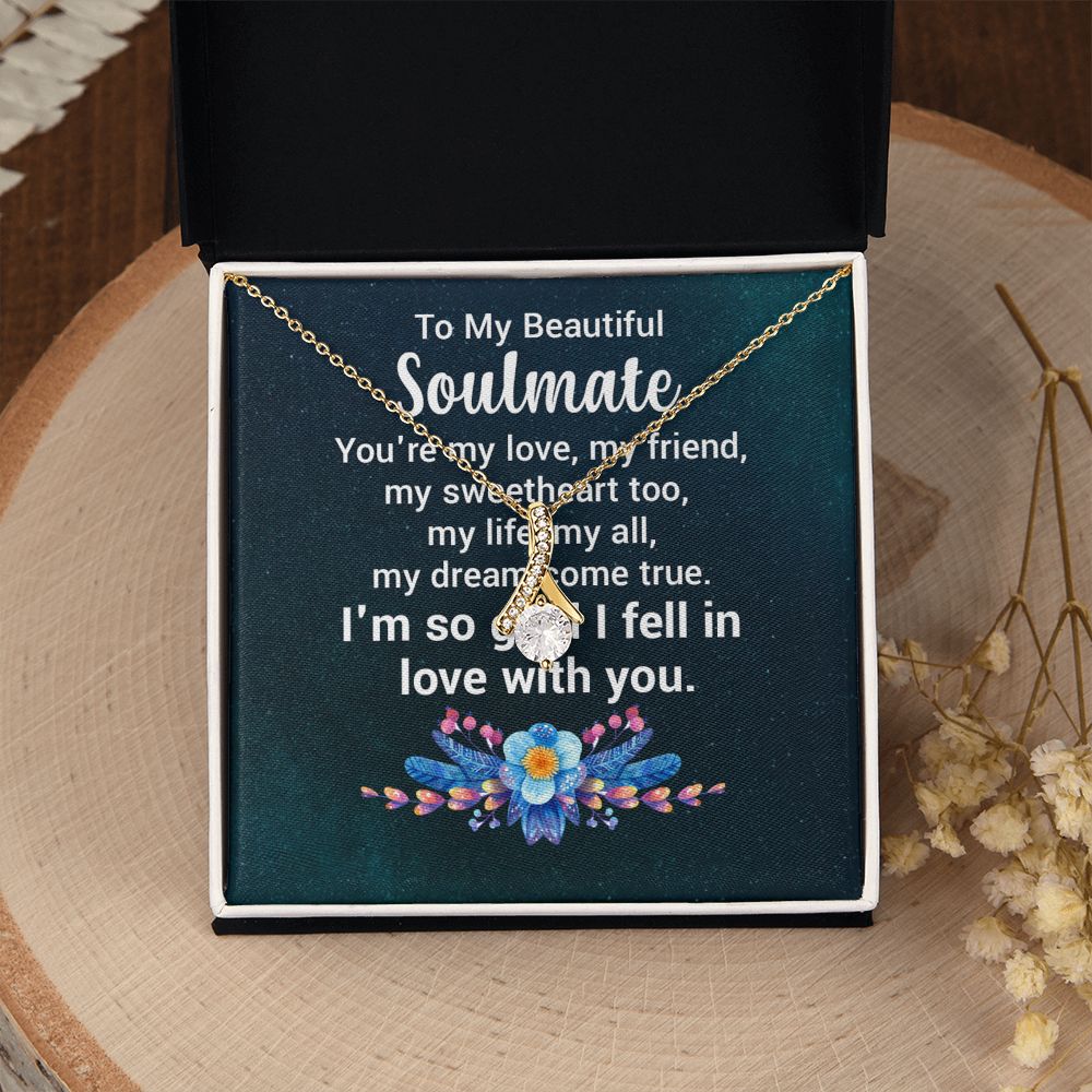 Couples Gifts, Beautiful Soulmate Necklace Gifts From Husband, Wedding Anniversary Jewelry For Wife From Husband, Wife Birthday From Husband, To My Unbiological Sister Message Card and Gift Box styles On Birthday, Christmas, Anniversary  Allruing Necklace