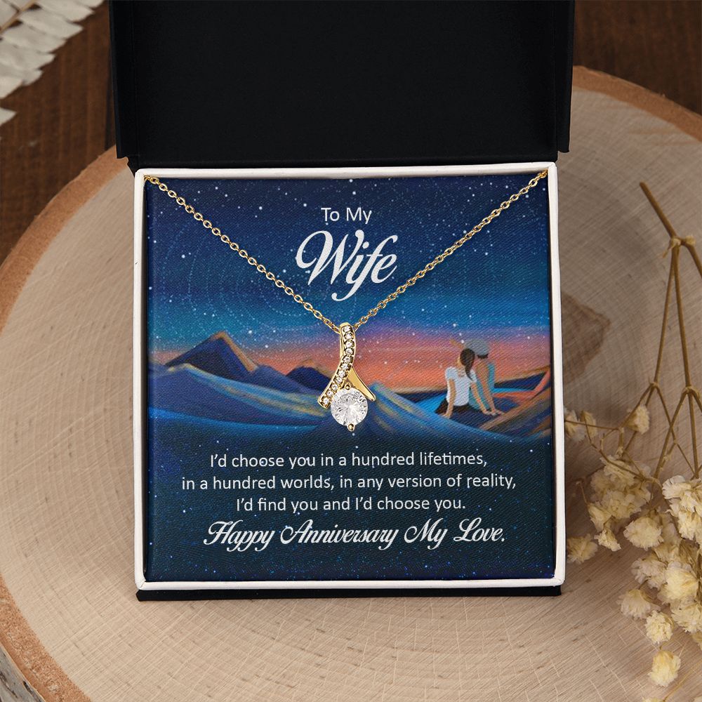 Couples Gifts Necklace To My Wife Necklace Gifts For My Wife, I Love You, Happy Anniversary My Love, Love Knot Meaningful Necklace Message Card and Gift Box Styles on Birthday, Christmas, Anniversary Allruing Necklace