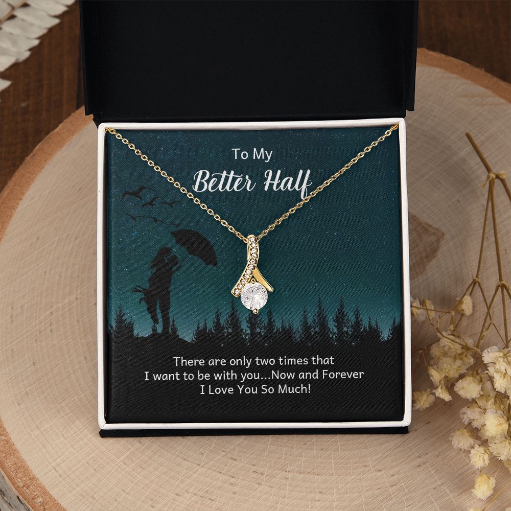 Couples Gifts Necklace To My Better Half Necklace Gifts For My Wife, I Love You, Happy Anniversary My Love, Love Knot Meaningful Necklace Message Card and Gift Box Styles on Birthday, Christmas, Anniversary Allruing Necklace