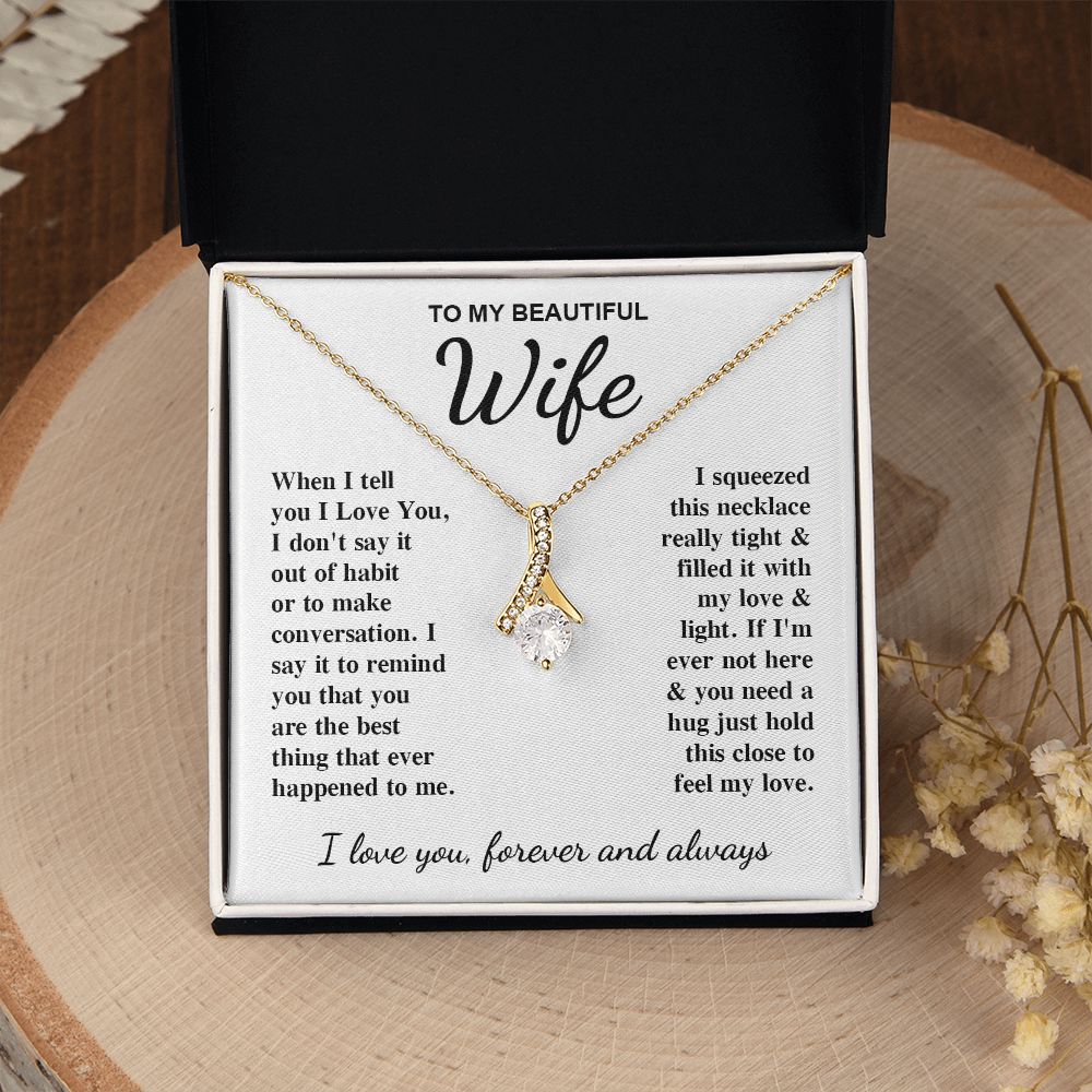 To My Beautiful Wife Necklace Gift for Her, Soulmate for Wife Birthday Gifts from Husband, Anniversary for Women, Soulmate Gifts, Message Card and Necklace Gifts Box Gift Box Styles on Birthday, Wedding, Anniversary, Valentine Allruing Necklace