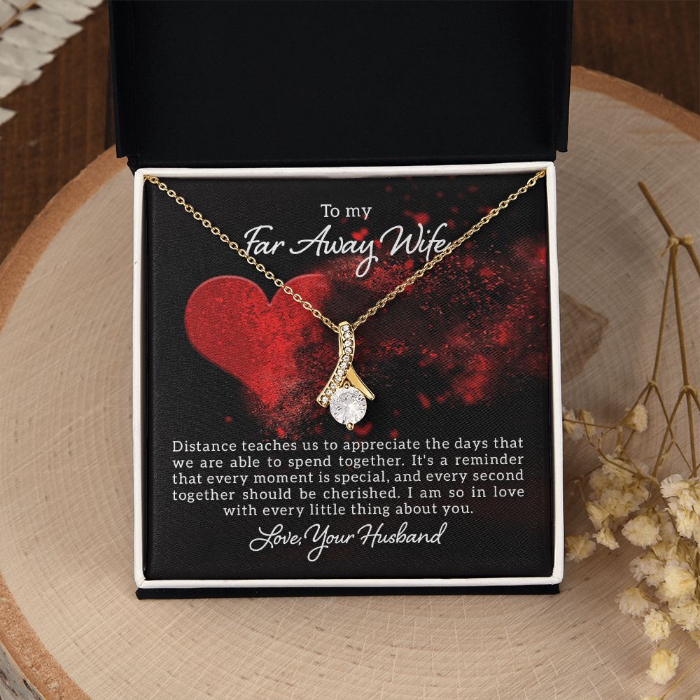 Couples Gifts, Far Away Wife Necklace Gifts From Husband, Wedding Anniversary Jewelry For Wife From Husband, Wife Birthday From Husband, To My Soulmate Message Card and Gift Box styles On Birthday, Christmas, Anniversary  Allruing Necklace