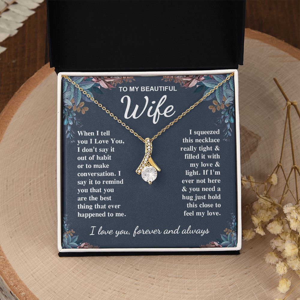 To My Beautiful Wife Necklace Gift for Her, Soulmate for Wife Valentine Gifts from Husband, Birthday for Women, Soulmate Gifts, Message Card and Necklace Gifts Box Gift Box Styles on Birthday, Wedding, Anniversary, Valentine Allruing Necklace