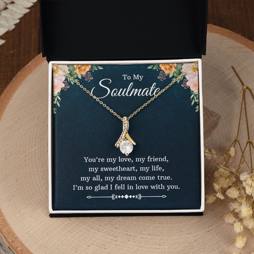 To My Beautiful Soulmate Necklace for her Jewelry For Her Couples Gifts Necklaces For Soul Mate Christmas Jewelry Romantic, Love Knot Meaningful Necklace Message Card and Gift Box Styles on Birthday, Christmas, Anniversary  Allruing Necklace