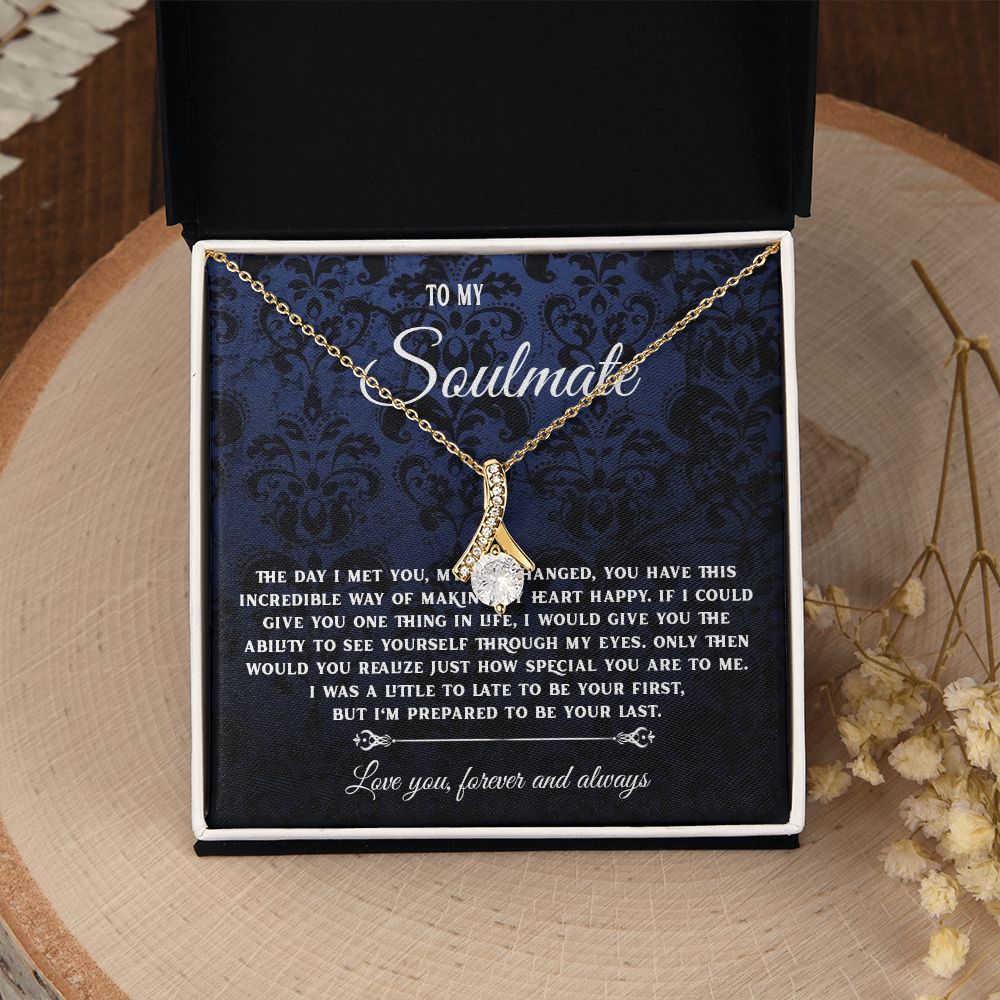To My Soulmate Necklace Gift, Necklaces For Wife from Husband, Soulmate Necklace to My Beautiful Wife, Necklace For Soulmate with Message Card and Necklace Gift Box Gift Box Styles on Birthday, Christmas, Wedding, Anniversary, Valentine Allruing Necklace