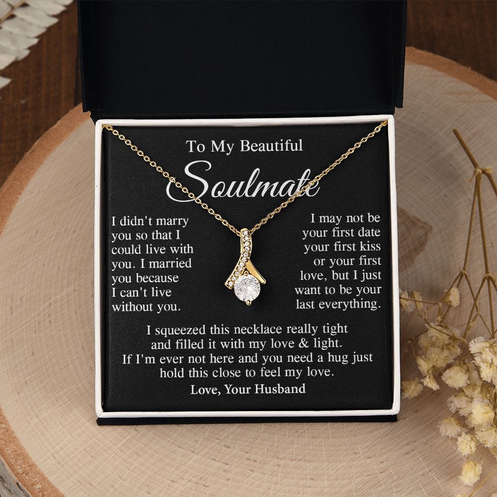 Soulmate Necklace Gift From Husband, Anniversary Romantic Gifts for Wife from Husband, Soulmate Birthday Gifts Message Card and Necklace Gifts Box Gift Box Styles on Birthday, Wedding, Anniversary, Valentine Allruing Necklace