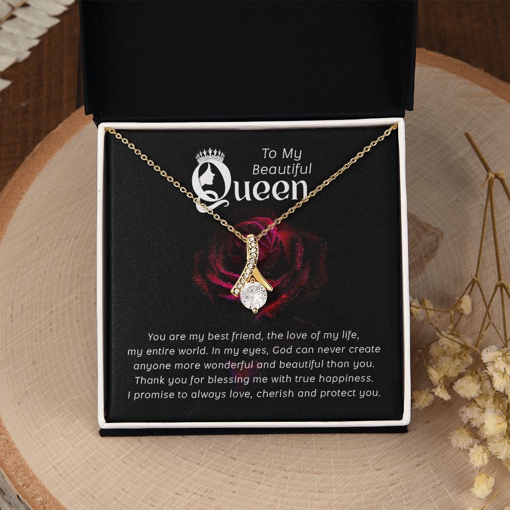 Couples Gifts, Beautiful Queen Necklace Gifts From Husband, Wedding Anniversary Jewelry For Wife From Husband, Wife Birthday From Husband, To My Soulmate Message Card and Gift Box styles On Birthday, Christmas, Anniversary  Allruing Necklace