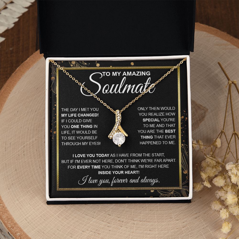 To My Amazing Solmate Necklace Gift From Husband To My Badass Wife Pendant Valentine Jewelry with Message Card and Gift Box. Gift for Wife. Necklace Gift Set for Wife Necklace Gifts Box Gift Box Styles Allruing Necklace