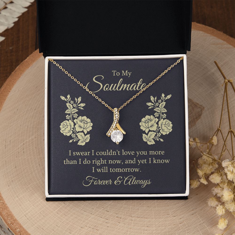 To My Soulmate Necklace for her Jewelry For Her Couples Gifts Necklaces For Soul Mate Christmas Jewelry, Forever & Always, Love Knot Meaningful Necklace Message Card and Gift Box Styles on Birthday, Christmas, Anniversary Allruing Necklace