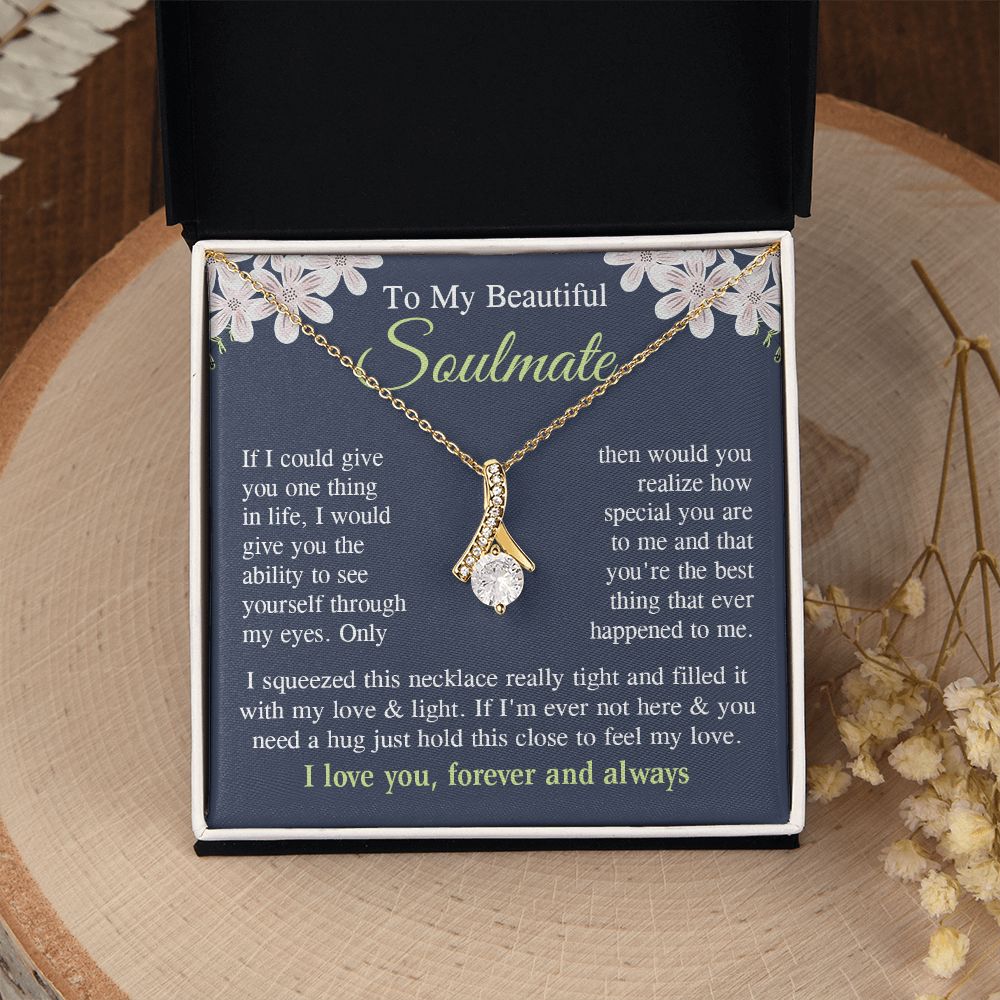 Soulmate Necklace Gift for Her, Soulmate Jewelry, Necklace for Future Wife, Wedding Anniversary Jewelry for Wife Necklace Gifts from Husband - Soulmate Gift Necklace with Message Card and Gift Box Allruing Necklace