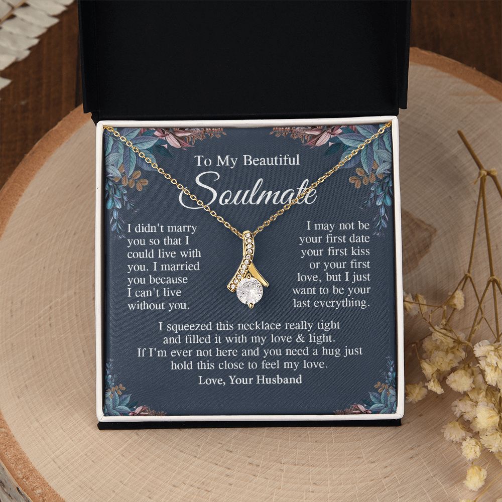 Soulmate Necklace Gift From Husband, Anniversary Romantic Gifts for Wife from Husband, Soulmate Anniversary Gifts Message Card and Necklace Gifts Box Gift Box Styles on Birthday, Wedding, Anniversary, Valentine Allruing Necklace